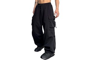 Fallskärmsbyxor Herr Baggy Cargo Elastisk midja Vida ben Atletiska joggingbyxor Streetwear Byxor med fickor