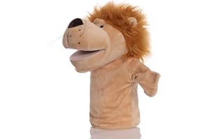 Proumhang Marionette a Mano per Bambini,Morbido Peluche Animale Zoo Marionetta per Bambini,Ragazzi,Ragazze,Grandi Bocche Mobili Leone 25cm