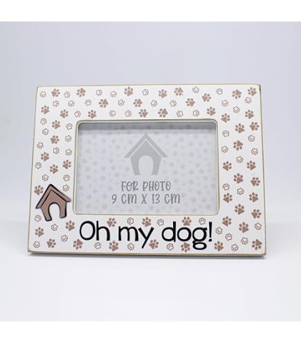 Cornice Portafoto In Legno Con Cane E Zampe - Matches21 - 10x15 Cm, Marrone/bianco - 3