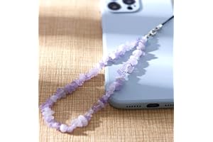 Duories Gradient Naturlicher Kristallstein Kies Handykette,Universal Handy Handschlaufe Handy Charm Handgelenk Handy Lanyard Perlen Kette Telefonkette Handyschmuck Schlüssel Taschen Handy Anhänger