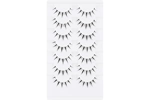 Oreola Pestañas postizas Aspecto natural Manga Pestañas con banda transparente Faux Mink Lashes 7 pares Cosplay Pestañas Spiky Look Like Cluster Lashes