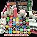 Cosecelia 48 UV Gel Glitter Nail Art Design Nail files Brushes Nail Glue Nail Art False Nail Tips Set