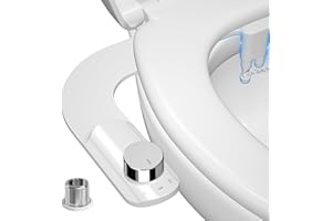 PENDEJATO Bidet Attachment for Toilet UK - Ultra-Slim Bidet with Anti-clogging Dual Nozzles (Frontal & Rear Wash) - Cold Bidet Toilet Seat Attachment with Adjustable Water and Brass Connection（Chrome）