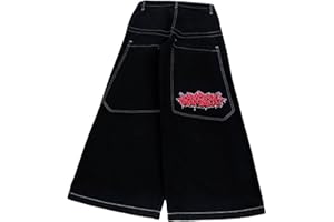 GENERIC Pantaloni Cargo Donna - Jnco Jeans High Street Pantaloni Larghi Hip-Hop Ricamati Jeans Casual Larghi Pantaloni A Bassa