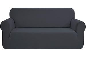SAMSTEX Stylish Sofa Cover Stretch 1-Piece Sofa Slipcovers High Stretch Sofa Covers 3 Seater Thick Soft Sofa Protector Machine Washable Non Slip Couch Covers (3 Seater, Grey)