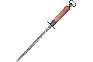 Pierre à aiguiser MITSUMOTO SAKARI 40 cm, aiguiseur professionnel en acier à haute teneur en carbone, aiguiseur noir (manche en bois de rose avec coffret raffiné)