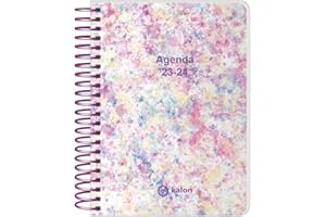 Q Kalon - Agenda Escolar 2023-2024 (Septiembre a Junio) - Día Página - Tamaño: 11x15 cm (A6) - Bilingüe: Español e Inglés - Splash