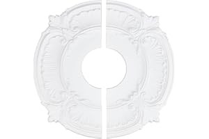 NICENEEDED Medaglione da Soffitto in PU, Piastra di Copertura del Soffitto per Illuminazione Divisa, Medaglione del Ventilatore da Soffitto, Medaglione da Soffitto in PU con Fiore Intagliato d'Epoca