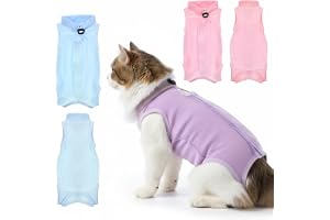 Elegaperma 2-pack återhämtningsdräkt för katter 30 x 15,5 cm | Husdjurskläder för katt kirurgi, polyester skyddsdräkt katt för sårläkning (blå