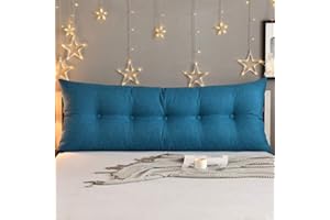 CHENGH Linen Cotton Cushion Headboard Bed Cushion For Headboard And Reading Bedside Cushion Sofa Cushion Long Pillow For Bed Headboard,Blue-150x60x20cm