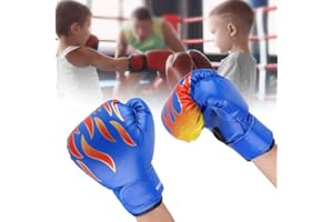 ‎WAKECTS Wakects Kinder Boxhandschuhe mit Klettverschluss, kleine Boxhandschuhe für Kinder von 3-12 Jahren, Training Gloves PU für Muay Thai, Kickboxing und Sandsack, blau