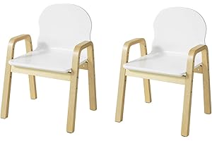 ‎SOBUY SoBuy KMB24-Wx2 zestaw 2 krzeseł z regulacją wysokości, z podłokietnikami i oparciem, kolor biały, wysokość siedziska 23-35 cm