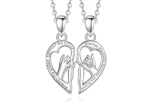 Lucktao Pack of 2 BFF Necklaces, Friendship Necklace, Best Friends Chains, BFF Necklace, Friendship Chain, Heart Women's Necklace Pendant, for Girls, Birthday Gifts, Pendant Chain (Silver), No