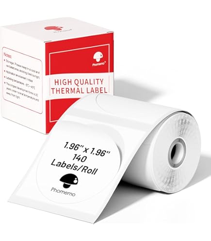 Phomemo Etiket M110, vierkant, zelfklevend thermisch label, 40 x 40 mm, 180 etiketten/rol, compatibel met Phomemo M110, M120, M220, M221, M108, M102, M100, M150, M250, M266 6 0 Etiket diermachine