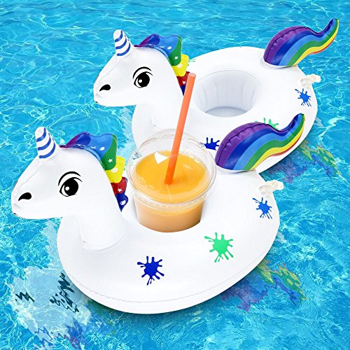 Preisvergleich Produktbild Grefay 2 Stück Einhorn Getränkehalter Aufblasbar Flaschenhalter Bierhalter Dosenhalter