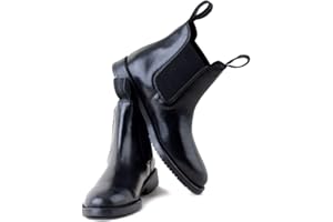 Rhinegold COMFEY CLASSIC LEATHER JODHPUR BOOTS FOR WOMEN or MEN - Traditional Unisex Horse Riding Boots - No Zippers, Easy On/Off, Elastic Sides - Black or Brown'