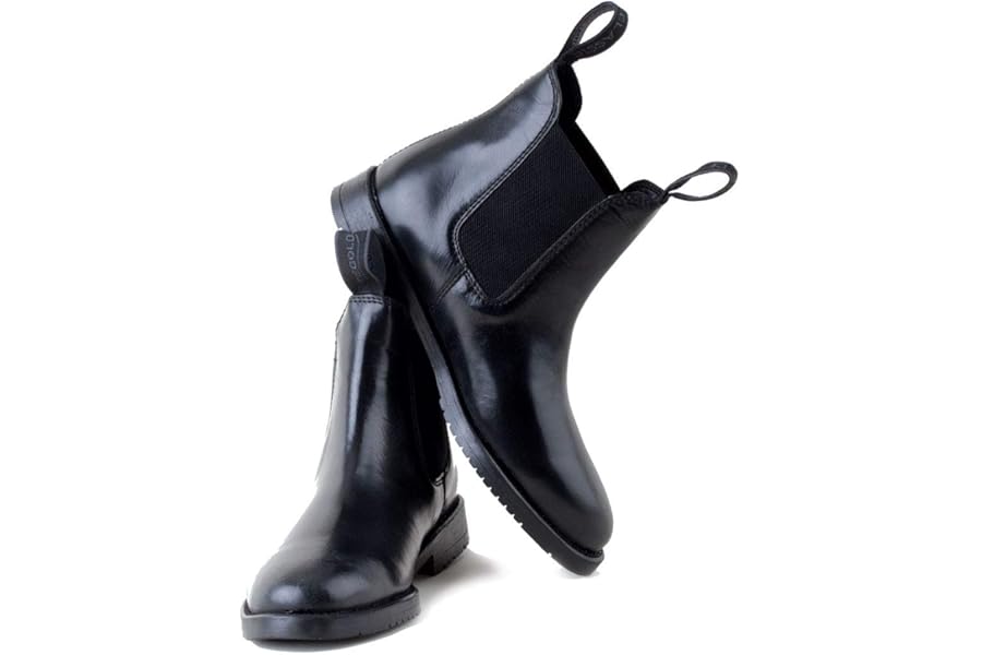 Rhinegold COMFEY CLASSIC LEATHER JODHPUR BOOTS FOR WOMEN or MEN - Traditional Unisex Horse Riding Boots - No Zippers, Easy On/Off, Elastic Sides - Black or Brown'
