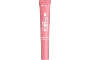 Rimmel Oh My Gloss! Butter Me Up, 002 Bubble Gum, Moisturising Lip Butter Balm, Glossy and Sheer Tint, Ultra-Hydrating, Enriched with Squalene and Peptides, Lip-Hugging Applicator, Vegan, 15ml