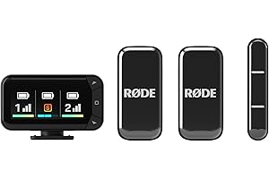 RØDE Wireless Micro - Compact Wireless Microphone Camera Kit, Two Mics with Camera Receiver, Smartphone Receiver, and Charge Case for Content Creation - USB-C, Black