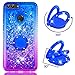 Produktbild Dclbo Hülle für Huawei Honor 9 Lite, Handyhülle Glitzer Bling Flüssig Schutzhülle Weich Silikon TPU Case Hülle Diamant Cover mit Ring Halterung Standfunktion für Huawei Honor 9 Lite-Blau Lila