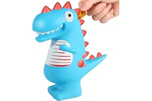 ALAMHI Piggy Bank Dinosaur Money Box Coin Money Tin Personalised Money Jar for Kids and Adults Birthday Gifts for girls and boys Cute (Blue)