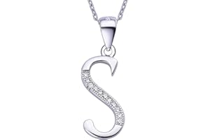 VIKI LYNN Collier Pendentif Lettre Initial en Mon Collier Prénom DIY Les Noms avec Les Lettres! - Idée Cadeau pour Vos Amis - Argent Fin 925 et Oxyde de Zircon Serti (Lettre A)