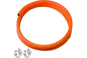 Ninyoon 2m Length of 8mm British Standard Gas Pipe, PVC LPG Gas Hose 8mm Internal Bore with 2 Clips