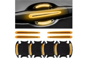 JNNJ 8 Piezas Protectores para Manilla Coche, Protector De Arañazos para Manijas Puerta, Juego De Tiras Reflectantes Manija De Puerta Coche, Coche Pegatinas Advertencia Seguridad(Amarillo)