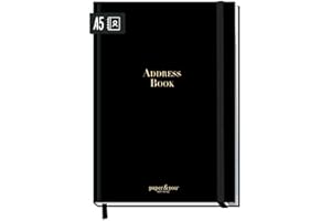 HÄFFT paper&you® Agenda A5 con índice A-Z [Black Edition] para contactos, cumpleaños y contraseñas - sostenible y respetuosa con el clima