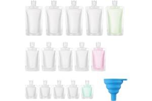 Zosenyer Kit Viaje, 15 Botes Viaje Rellenables 30/50/100ml, Contenedores de Viaje con 1 Pequeños Embudos, Accesorio Portátil con Travel Bottles Frascos para Accesorios Champús, Lociones, Cosmético