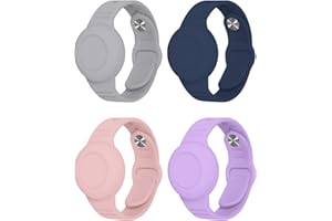 BXKM 4 Pack Apple AirTag Wristband, Waterproof Silicone Holder, Adjustable Anti Lost Bracelet for Kids