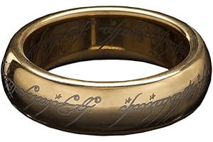 Weta Workshop - Władca Pierścieni - LOTR™ The One Ring™ (pozłacany wolfram z elfickimi runami), rozmiar 9
