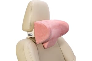 Rokehr Car Seat Neck Pillow Adjustable Memory Foam Support Headrest, Ergonomic Design Breathable Soft Comfortable Driver Passenger -Pink