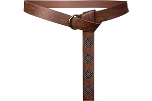 HiiFeuer Correa grabada en relieve medieval del anillo o del cuero de la PU, cinturón renacentista retro del caballero