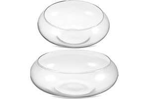 MIPCASE Glass Terrarium Vase: 2 PCS Floating Candle Bowl Hydroponic Vase Betta Decorative Tabletop Glass Bowls Aquariums Fish Bowls Width Large Goldfish Bowl Fish Tank