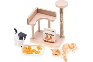 Quintrost Mini Juego de Marco de Escalada para Gatos Casa de Muñecas, 1:12 Marco de Escalada para Gatos en Miniatura, Modelo de Torre de Escalada para Gatos Accesorio Decoración Casa de Muñecas