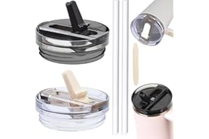 LONNALEE 2 części zamienne 40 OZ Roller Słomka Pokrywa do Stanley Quencher 1,2 l, wielokrotnego użytku zestaw pokrywek rolkowych z 2 słomkami (czarny+biały, 40 uncji)