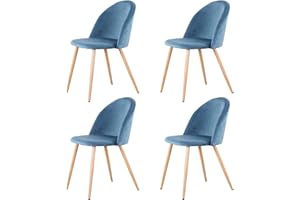 GrandCA HOME Juego de 4 sillas de Comedor de Terciopelo, sillas de Cocina tapizadas para Sala de Estar, Dormitorio, Comedor, Azul