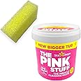 Pink Cleaning Stuff Cleaning Paste 850g Vegan Non-Toxic All Purpose Cleaner for Bathroom Kitchen Oven - Includes 1x Yellow Tough Scrub Scrubbing Pad