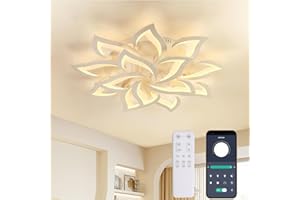 KAUCQI Creativa Plafoniera LED, Moderna Petalo Lampada da Soffitto, 84W 8400lm, Dimmerabili 3000k-6000k, Pannello acrilico Luci di Soffitto Soggiorno, Camera da Letto, Φ100 [Classe energetica A++]