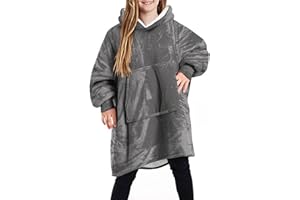 MUYOGRT Blanket Hoodie for Kids, Wearable Oversized Hoodie Blanket, Ultra Soft Warm Fleece Blanket Hooded Sweatshirt with Front Giant Pocket for Girls Boys Teens