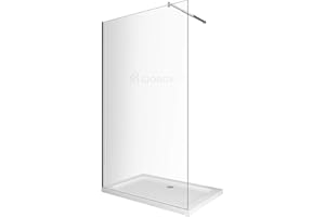 GIORGY PARETE DOCCIA FISSA WALK IN 8 MM CRISTALLO TEMPERATO ANTICALCARE H.200 CM BRACCIO INOX REGOLABILE GUARNIZIONE SOTTO VETRO PROFILO CROMO (88-90 CM X H.200 CM)