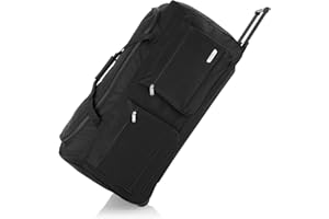 Flymax 40" XXL Extra Large Suitcase Lightweight Wheeled Duffle Bag Holdall Check in Luggage Travel Bag 3.9kg 185L Black