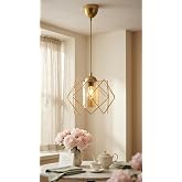 Decodelight Gold Kaplama ZigZag Model Eskitme Tesisatlı Bal Renk Camlı Mutfak Hol Cafe Tekli Sarkıt Avize Aydınlatma