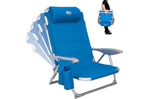 #WEJOY Sedia da Spiaggia Campeggio Pieghevole, Spiaggina Portatile con Tracolla, 4 Livelli Schienale Reclinabile Regolabile Sdraio con Basso Seduta, in Alluminio per Spiaggia Mare Campeggio