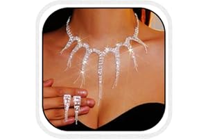 Evlry Rhinestone Jewelry Set Wedding Bridal Necklace and Earrings Sets Prom Costume Jewelry for Women and Brides