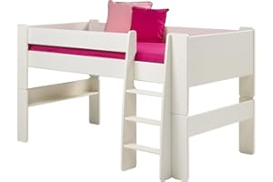 ‎STEENS Hoppekids For Kids Kinderbett, Hochbett, inkl. Lattenrost und Absturzsicherung, Liegefläche 90 x 200 cm, MDF, weiß