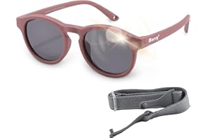 Maesy Gafas de Sol para Bebé y Niño, 1-3 Años, Protección Polarizada UV400, Montura Flexible y Blanda, Cinta Elástica Ajustable, Gafas de Sol Seguras y Cómodas para Niños, Bowi