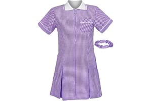 Hamishkane Girls Pleated Short Sleeve Gingham Check School Pinafore Summer Dress 3-20 Age