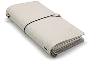 WANDERINGS Notatnik podróżny o regularnym rozmiarze z kieszeniami - 4,5" x 8,5" / 11,5 cm x 22 cm - Wymienny dziennik podróżny - Ręcznie robiony dziennik ze skóry w kolorze owsa, 100 GSM Puste wkładki